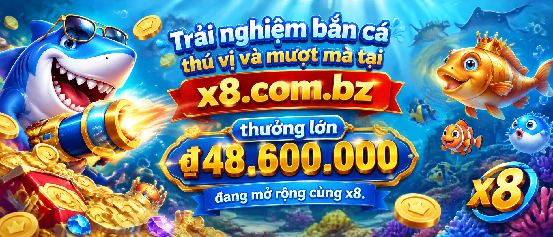 Giao diện danh mục Bắn Cá với chủ đề đại dương và sảnh game
